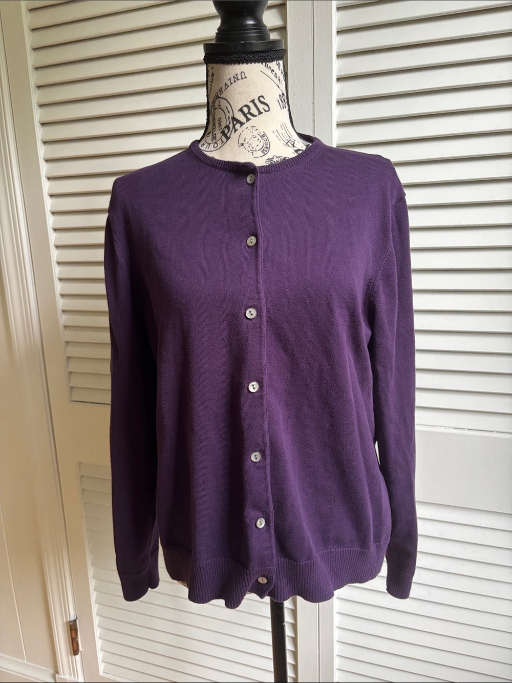 Lands’ End Purple Button Front Cardigan Sweater M